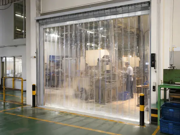 Màn PVC ngăn bụi tại cửa nhà xưởng