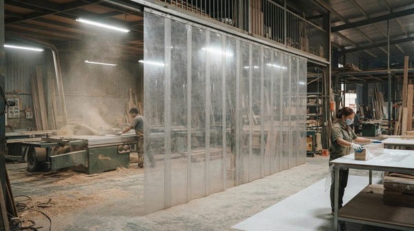 Ưu điểm vượt trội của màn nhựa PVC nguyên tấm chắn bụi