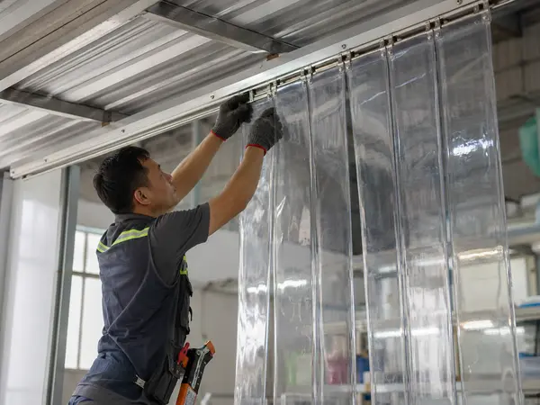 Thi công màn PVC kéo xếp tại nhà xưởng