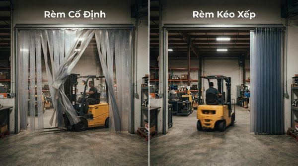 Ưu điểm vượt trội của rèm nhựa PVC kéo xếp so với rèm cố định