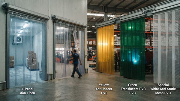 Các loại màn nhựa PVC dạng trượt lùa phổ biến hiện nay